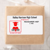 クラス懇親会/卒業レッドグレー名タグ ラベル (インサイチュ)