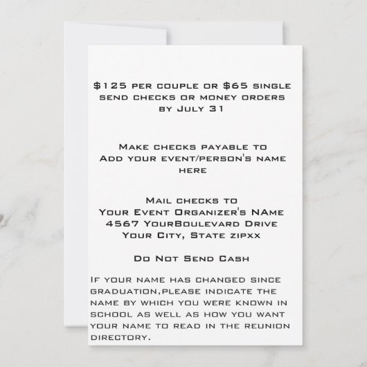 クラス懇親会 招待状 (裏面)