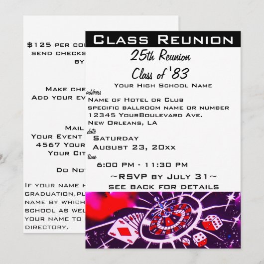 クラス懇親会 招待状 (正面/裏面)