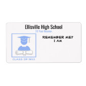 クラス懇親会/淡い色の卒業青の名前タグ ラベル (正面)