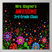 クラス素晴らしカラフルフローラパーソナライズされた ポスター (正面)