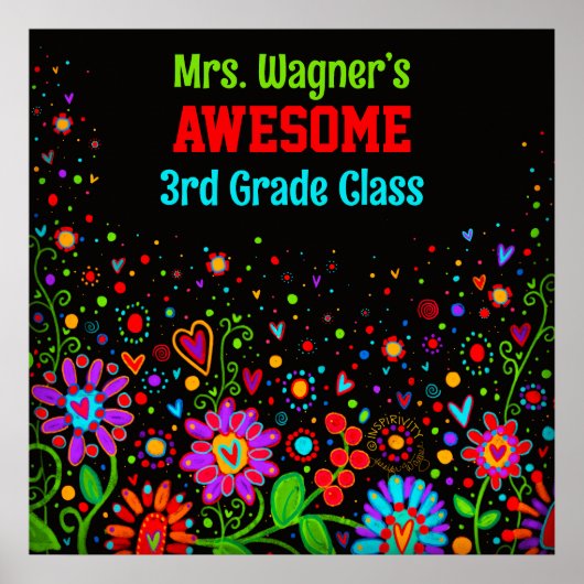 クラス素晴らしカラフルフローラパーソナライズされた ポスター (正面)