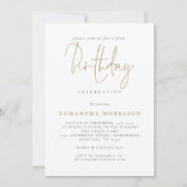 クラス金ゴールドスクリプトAny Age誕生日招待状 招待状 (正面)