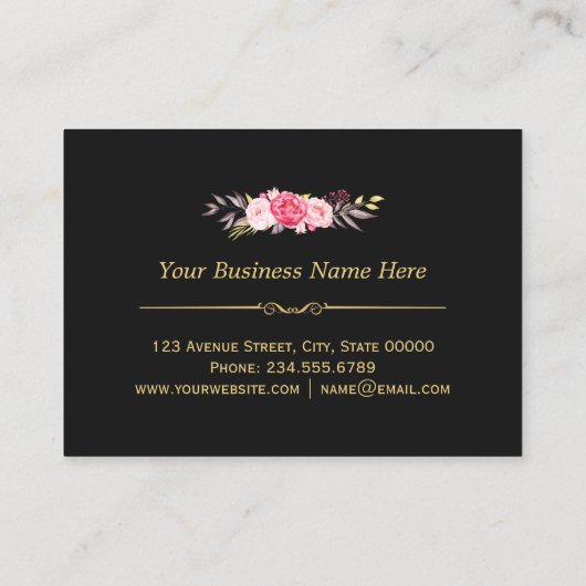 クラス金ゴールドヴィンテージフローラストライプ白黒 名刺 (裏面)