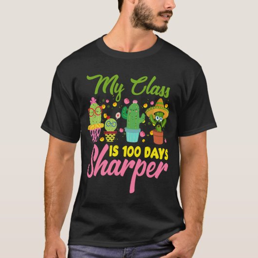 クラス100日シャーパー100日目のサボテン Tシャツ (正面)