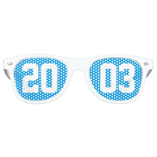 クラス2003 20th高校懇親会ブルーホワイト レトロサングラス (正面)