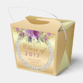 クラス2017紫のグリッター花ダイヤモンド金ゴールド フェイバーボックス (裏面サイド)