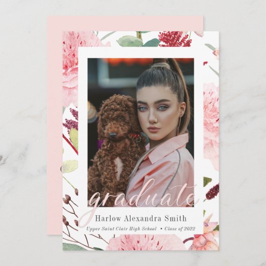 クラス2022赤面フローラ2写真卒業 案内状 (正面/裏面)