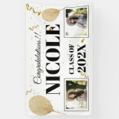 クラス2023はっきりしたフォントバルーン写真卒業 横断幕 (縦)