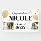 クラス2023はっきりしたフォントバルーン写真卒業 横断幕 (横)