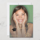 クラス2023金ゴールドスクリプト4枚の写真の卒業 案内状 (正面)