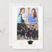 クラス2023金ゴールドスクリプト4枚の写真の卒業 案内状 (裏面)