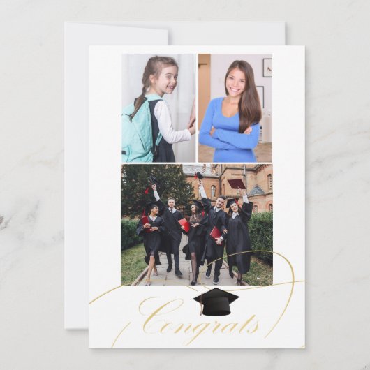 クラス2023金ゴールドスクリプト4枚の写真の卒業 案内状 (裏面)