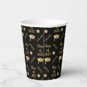 クラス2023金ゴールド卒業キャップ – 黒 紙コップ (右)