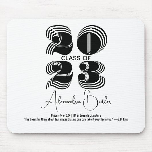 クラス2023 Black モダン Typogaphy BA卒業 マウスパッド (正面)