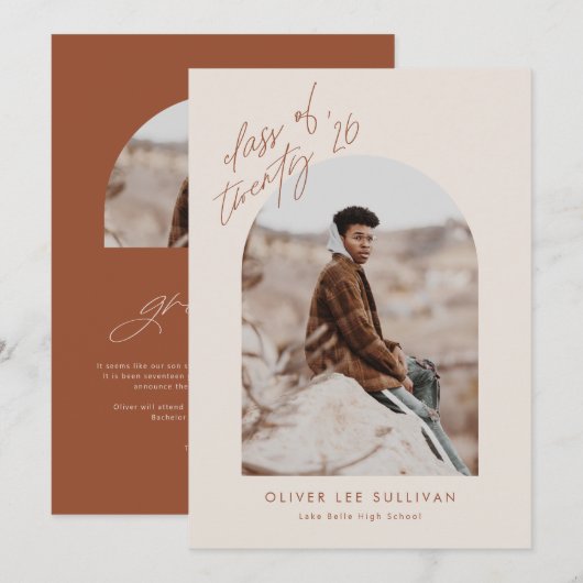 クラス2023 Terracottaアーチ写真卒業 案内状 (正面/裏面)