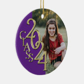 クラス2024卒業写真パープル セラミックオーナメント (右)