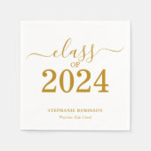 クラス2024金ゴールドスクリプトの卒業 スタンダードカクテルナプキン (正面)