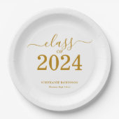 クラス2024金ゴールドスクリプトの卒業 ペーパープレート (正面)