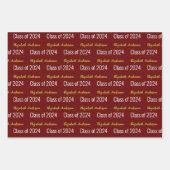 クラス2024 Gradsフルネーム暗赤色ホワイト金ゴールド ラッピングペーパーシート (正面)