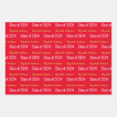 クラス2024 Gradsフルネーム赤い白金ゴールド ラッピングペーパーシート (正面2)