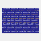 クラス2024 GradsフルネームNavy Blue White金ゴールド ラッピングペーパーシート (正面3)