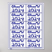 クラス2024 Navy Blue Shiny Fabricフォントラベル ポスター (正面)