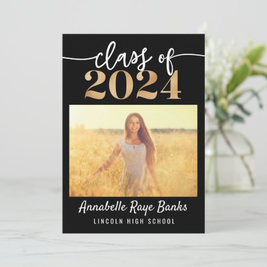 クラス2024 Script Black Printable 招待状 (スタンド正面)