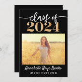 クラス2024 Script Black Printable 招待状 (正面/裏面)