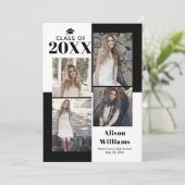 クラス2025の4つの写真の黒、白の卒業 案内状 (スタンド正面)