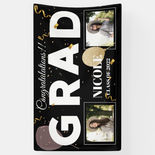 クラス2025はっきりしたフォントバルーン写真卒業 横断幕 (縦)