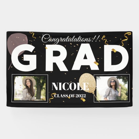 クラス2025はっきりしたフォントバルーン写真卒業 横断幕 (横)