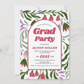 クラス2025カラフルレトロ花卒業 招待状 (正面)