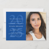 クラス2025クラシックブルー卒業パーティー写真 招待状 (正面)