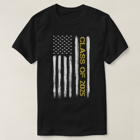 クラス2025シニア愛国的なアメリカ国旗のグラデーション Tシャツ (デザイン正面)