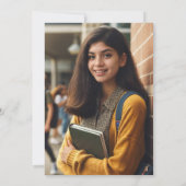 クラス2025ティール（緑がかった色）瑪瑙の写真の暗い卒業 招待状 (裏面)