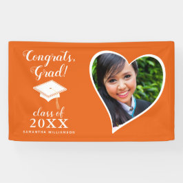 クラス2025フォトオレンジと白の卒業 横断幕