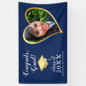 クラス2025フォトブルー金ゴールドホワイト卒業 横断幕 (縦)