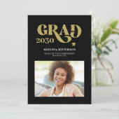 クラス2025モダンタイポグラフィ3写真卒業 案内状 (スタンド正面)