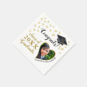 クラス2025写真白黒金ゴールド卒業 スタンダードカクテルナプキン (角)