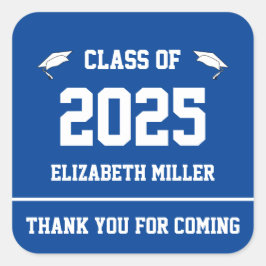 クラス2025深いブルーと白お願い スクエアシール
