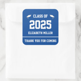 クラス2025深いブルーと白お願い スクエアシール