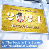 クラス2025金ゴールド紙吹雪のグリッターカスタム写真 横断幕