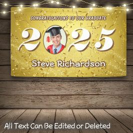 クラス2025金ゴールド紙吹雪のグリッターカスタム写真 横断幕