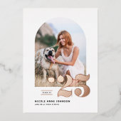 クラス2025 Arch写真卒業バラ金ゴールド 箔招待状 (正面)