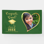 クラス2025 Gradフォトグリーンと金ゴールド卒業 横断幕 (横)