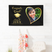 クラス2025 Gradフォトブラックと金ゴールド卒業 横断幕 (インサイチュ)