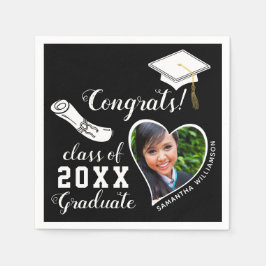 クラス2025 Grad Photo Black and White Gradation スタンダードカクテルナプキン