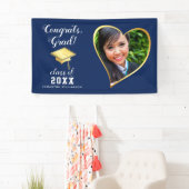 クラス2025 Grad Photo Navy Blue White卒業 横断幕 (インサイチュ)