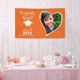 クラス2025 Grad Photo Orangeホワイト卒業 横断幕
